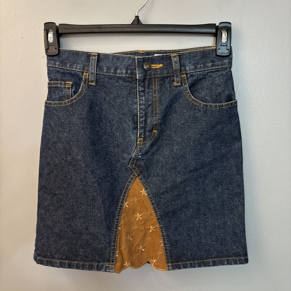 JORDACHE Denim Jean Midi Skirt High Waist Western Chic Y2K Cowgirl 90's‎ Sz12